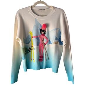 Alice & Olivia Gleeson Cropped Ski Theme Pullover Sweater Size M